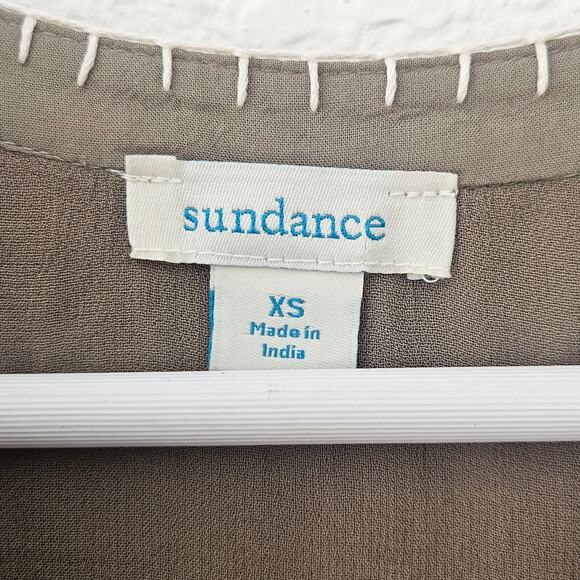 Sundance Catalog Aura Dress Olive Green Embroidered Embellished Boho Casual - XS - Picture 4 of 10